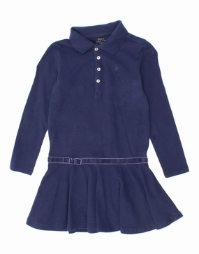 POLO RALPH LAUREN Girls Long Sleeve Polo Dress 2-3 Years Navy Blue Cotton Joy Glow Bohemian style