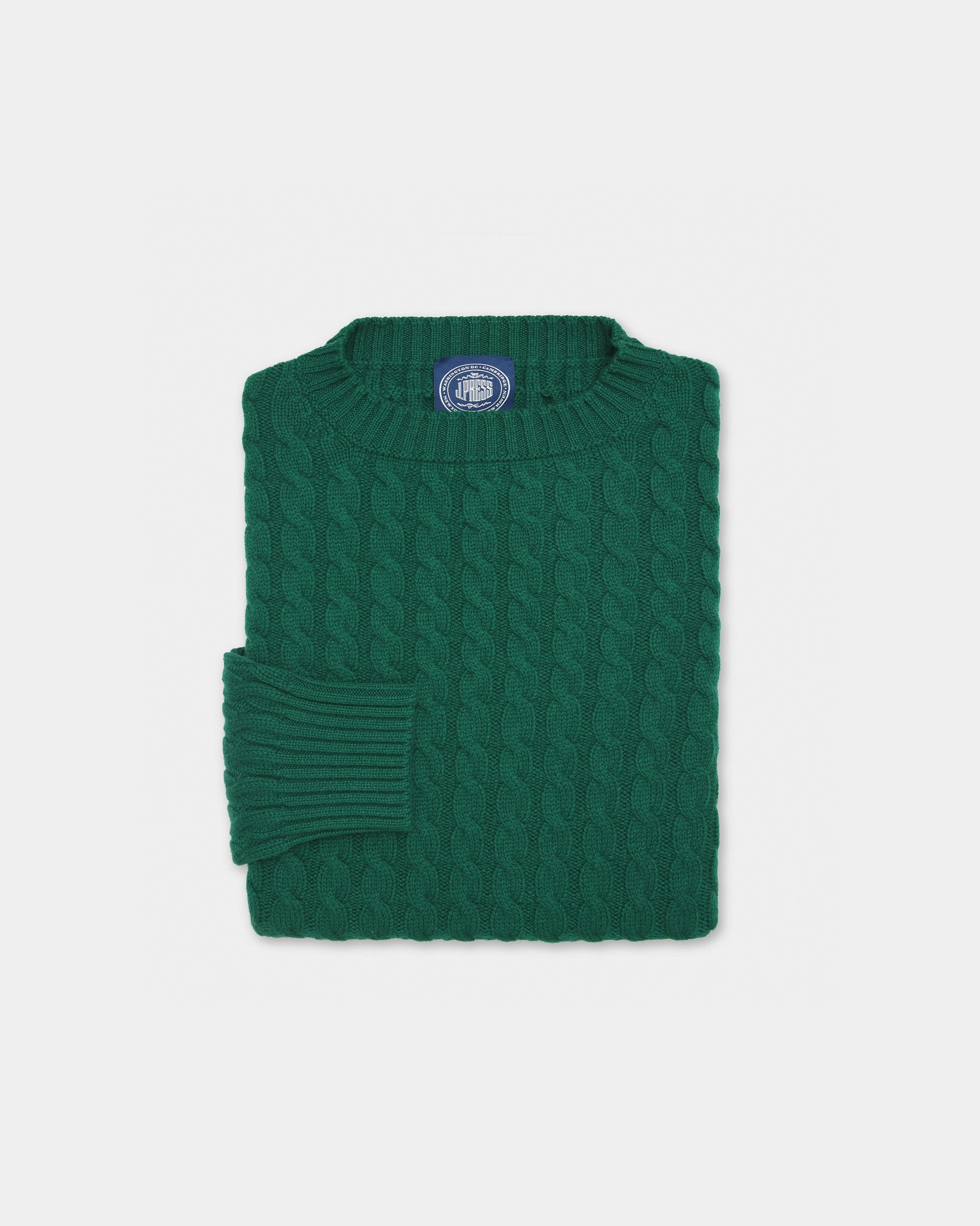 Made-in-Scotland Green Cable Knit Cashmere Sweater Comfortable Style