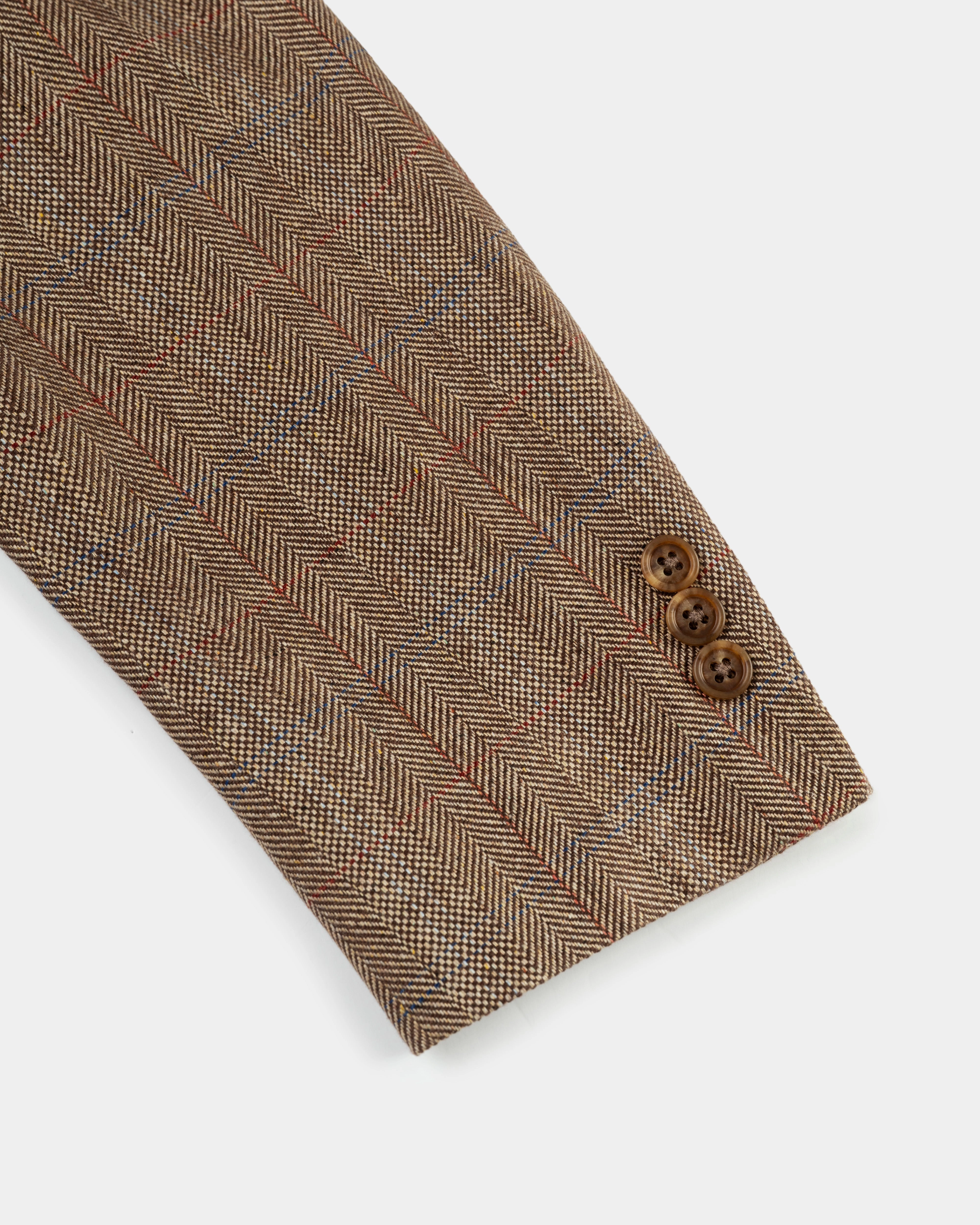 Made-in-Canada Light Brown Barleybone Windowpane Silk Sport Coat Classy Fit Sleek Fit
