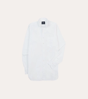 White Cotton Pocket Poplin Button-Down Shirt Smooth Zipper Design