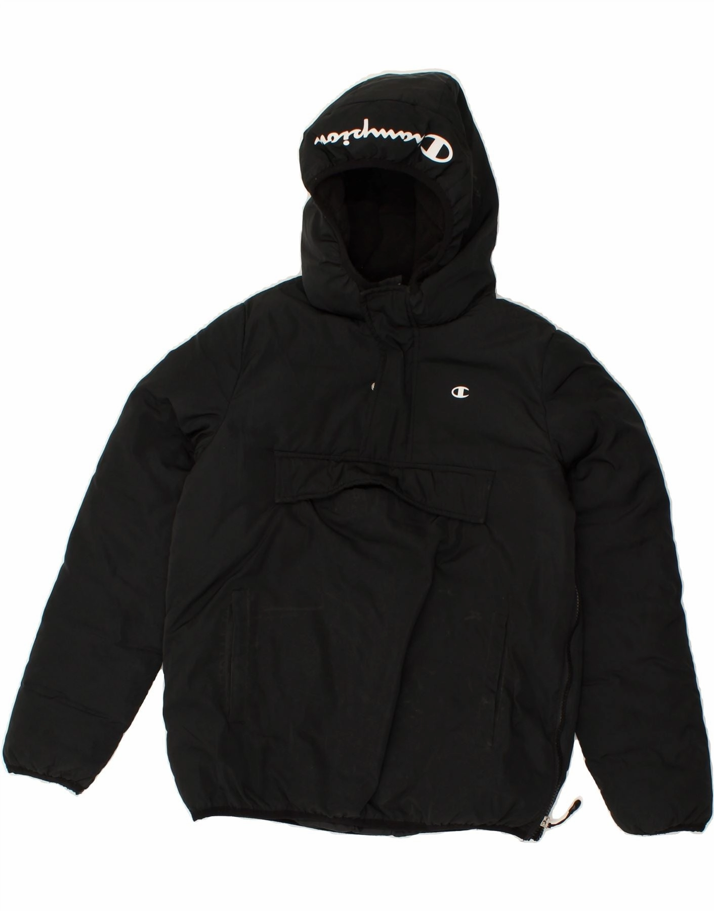 Sporty Look Wax CHAMPION Boys Graphic Anorak Jacket 11-12 Years Large Black Polyester