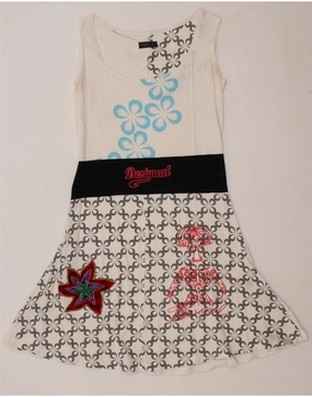 Japan Line DESIGUAL Girls Graphic Sleeveless A-Line Dress 10-11 Years White Floral