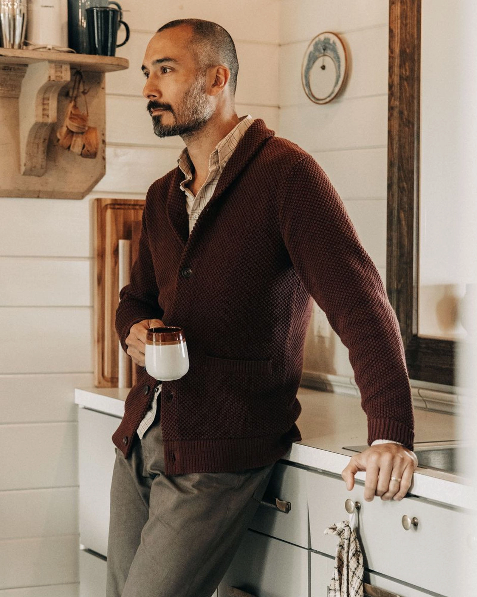 The Crawford Sweater in Black Cherry Comfortable Layer