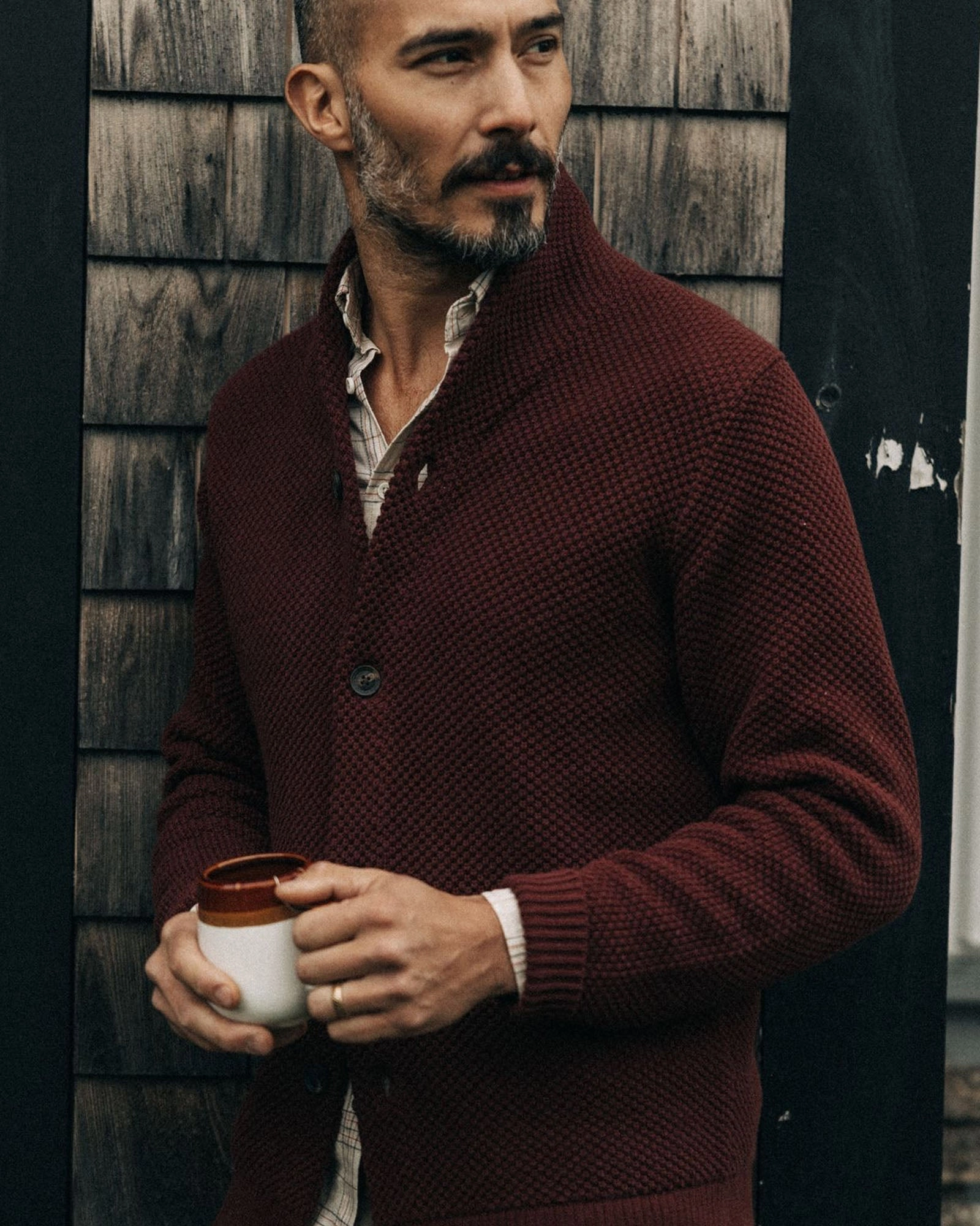 The Crawford Sweater in Black Cherry Stylish Knit