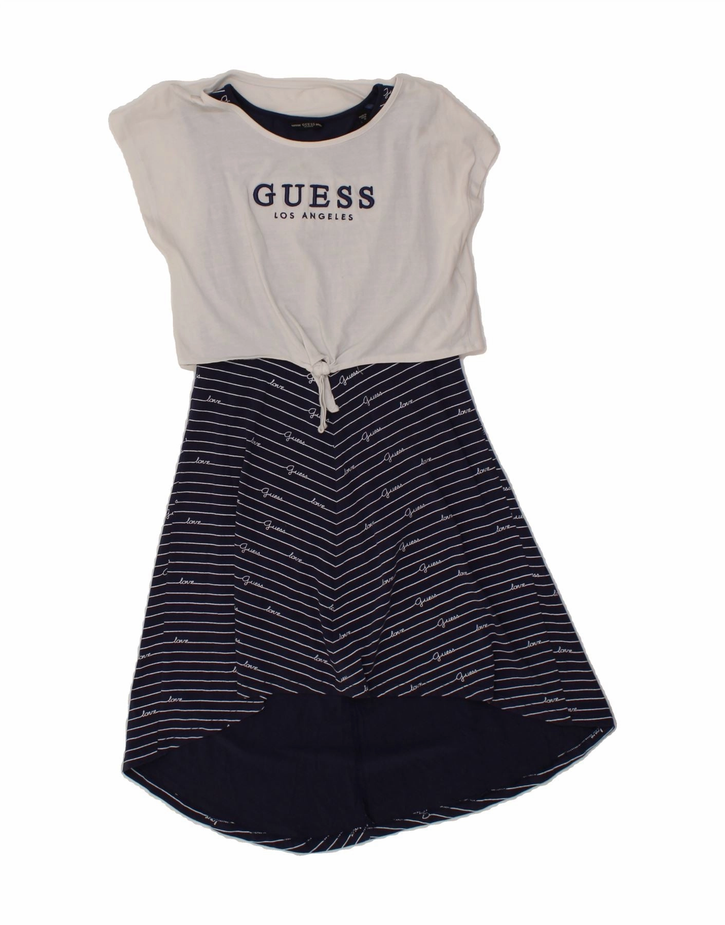 GUESS Girls Graphic Basic Dress 11-12 Years Navy Blue Striped Lounge Vibes
