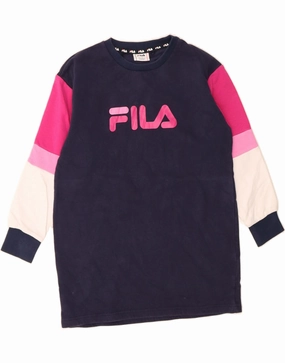 Daily Mood FILA Girls Graphic Jumper Dress 9-10 Years Navy Blue Colourblock