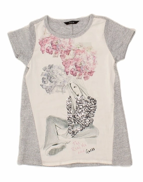 Mood Friendly GUESS Girls Graphic T-Shirt Dress 2-3 Years Grey Floral