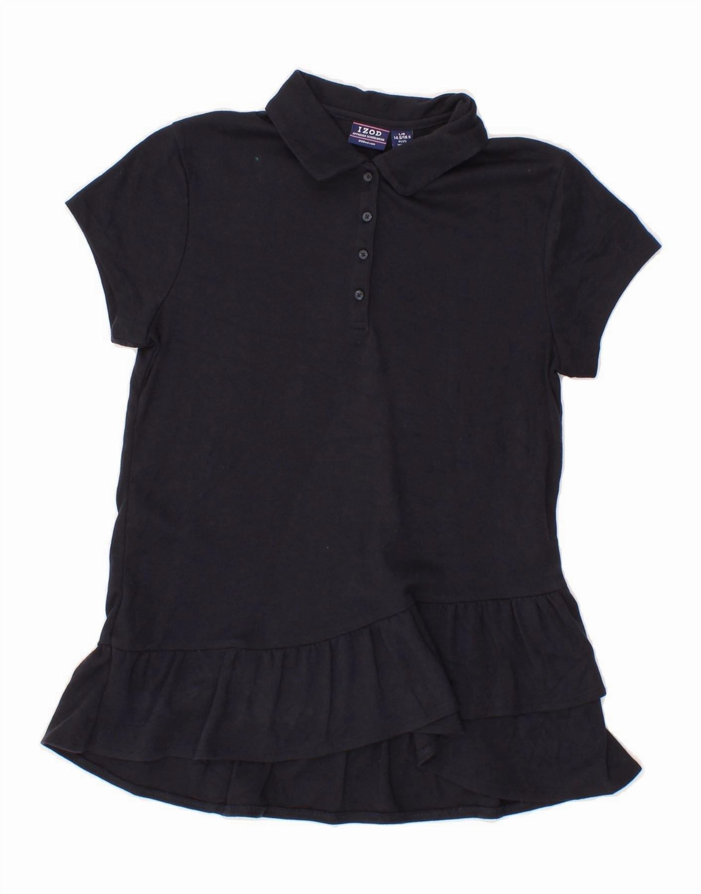 IZOD Girls Polo Dress 14-15 Years Large  Navy Blue Cotton Boxy-Style Refined Aesthetic