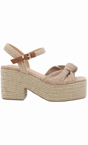 Any Setting Palmer Espadrille Platform Block Heel Sandals In Beige