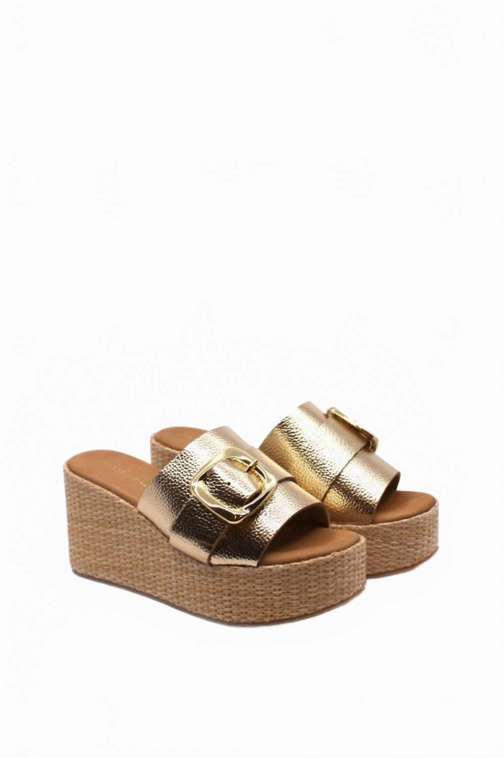 Daily Wear Women's Jana Platform Wedge In Gold Leather