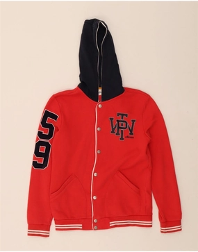 ELLESSE Boys Graphic Hooded Varsity Jacket 11-12 Years Red Cotton Chilly Days