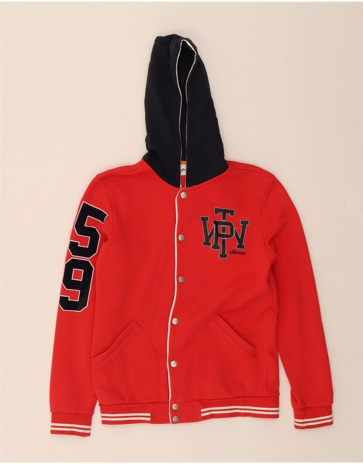 ELLESSE Boys Graphic Hooded Varsity Jacket 11-12 Years Red Cotton Chilly Days
