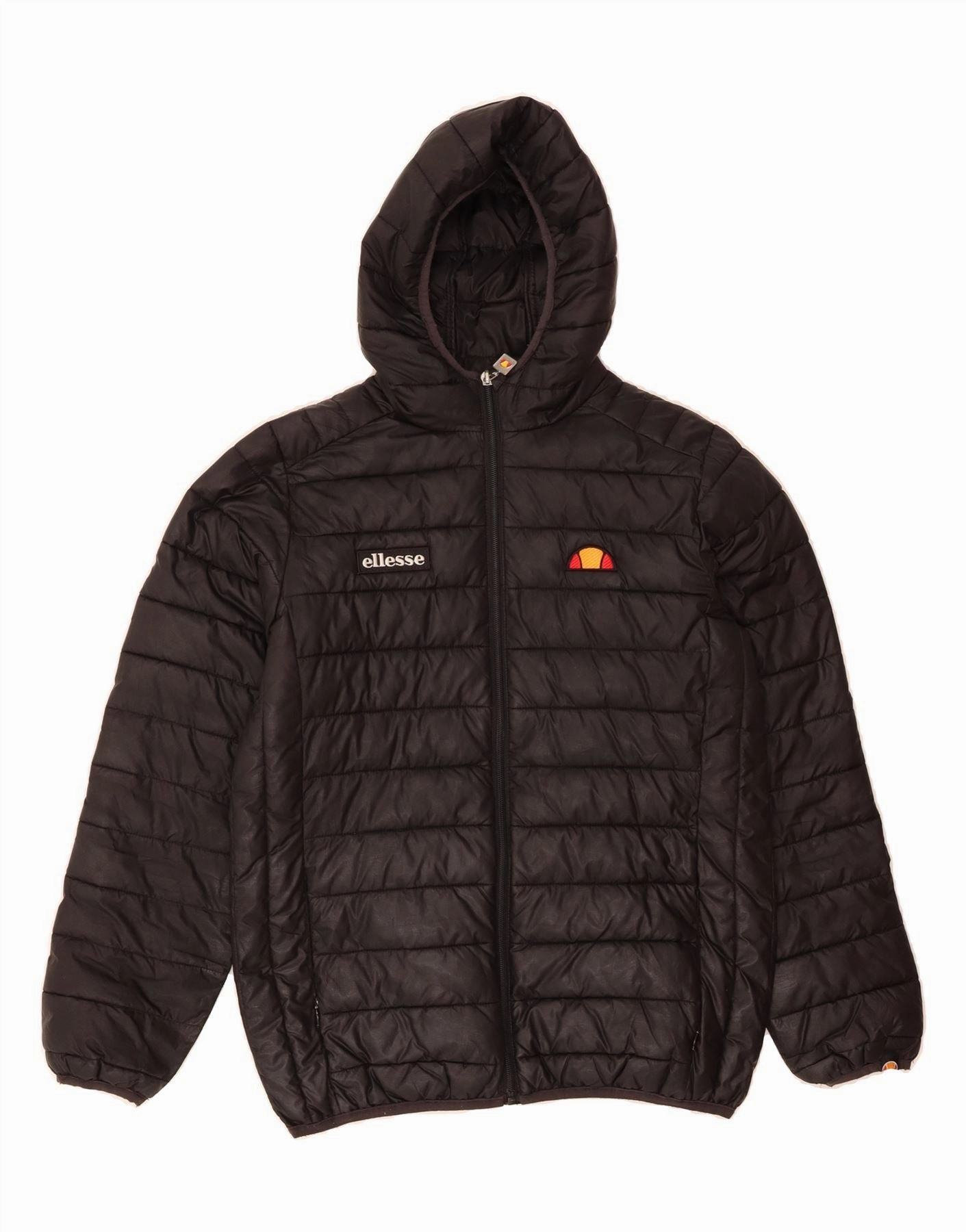 ELLESSE Boys Hooded Padded Jacket 13-14 Years Black Polyester High Density Weave