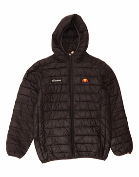 ELLESSE Boys Hooded Padded Jacket 13-14 Years Black Polyester High Density Weave
