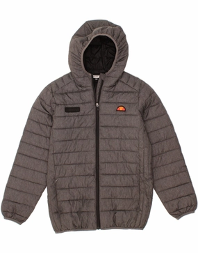 Grid Backlined Interior Category ELLESSE Boys Hooded Padded Jacket 13-14 Years XL Grey Nylon