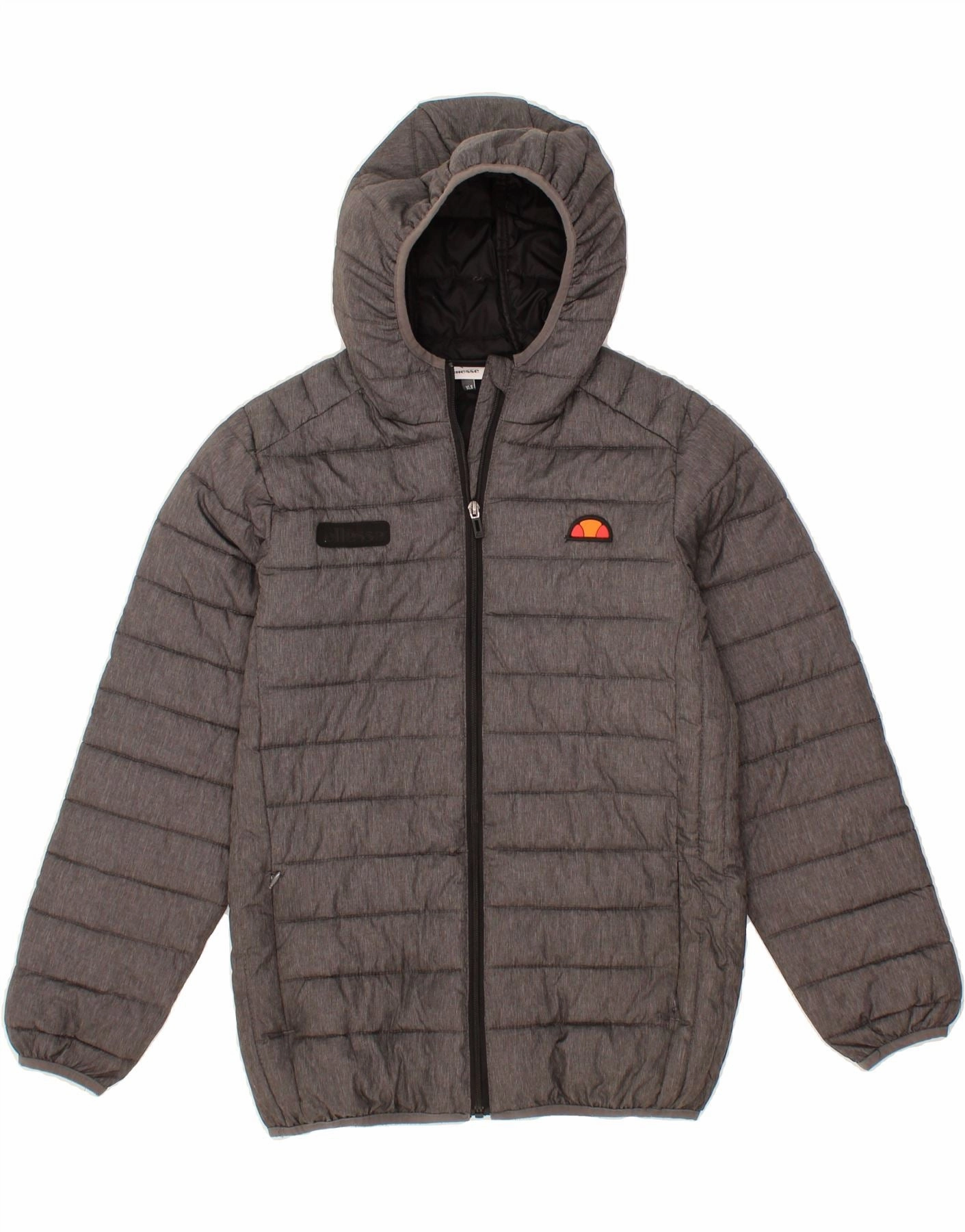 Grid Backlined Interior Category ELLESSE Boys Hooded Padded Jacket 13-14 Years XL Grey Nylon