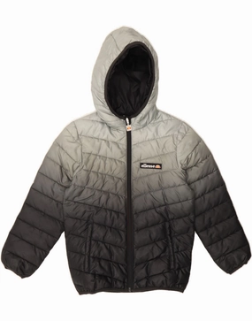 Multipanel Construction ELLESSE Boys Hooded Padded Jacket 8-9 Years Black Colourblock Polyester