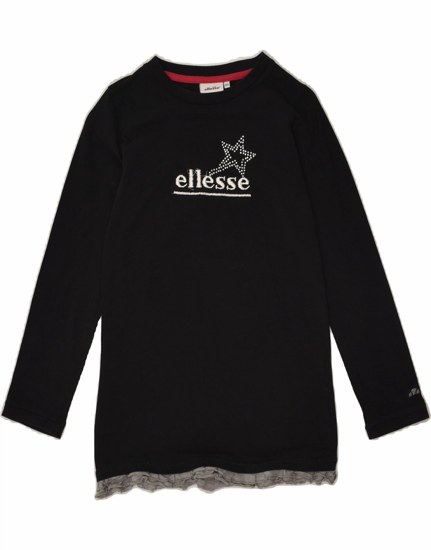 ELLESSE Girls Graphic Jumper Dress 9-10 Years Black Cotton Art-Gallery Vibrant Hue