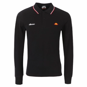 Ellesse Mens Black Long Sleeve Polo Shirt Cozy Vibe