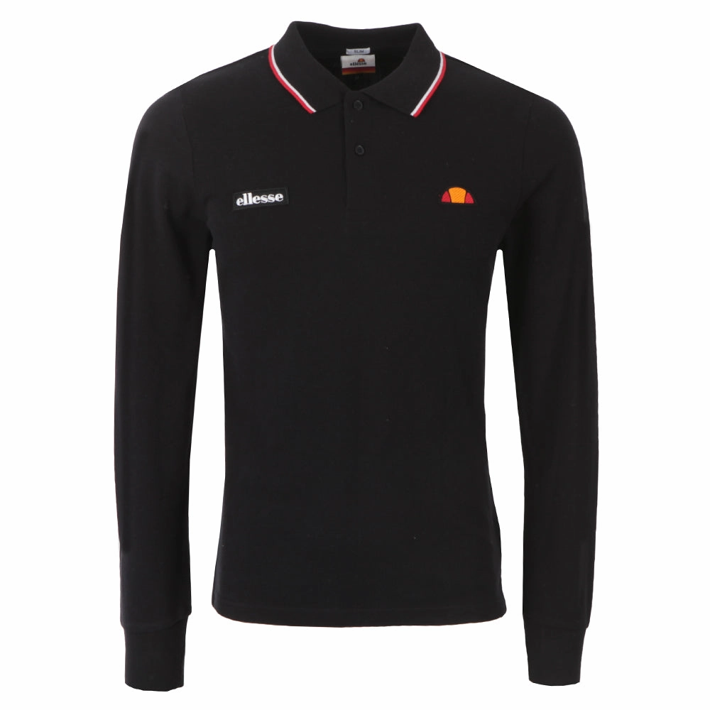 Ellesse Mens Black Long Sleeve Polo Shirt Cozy Vibe