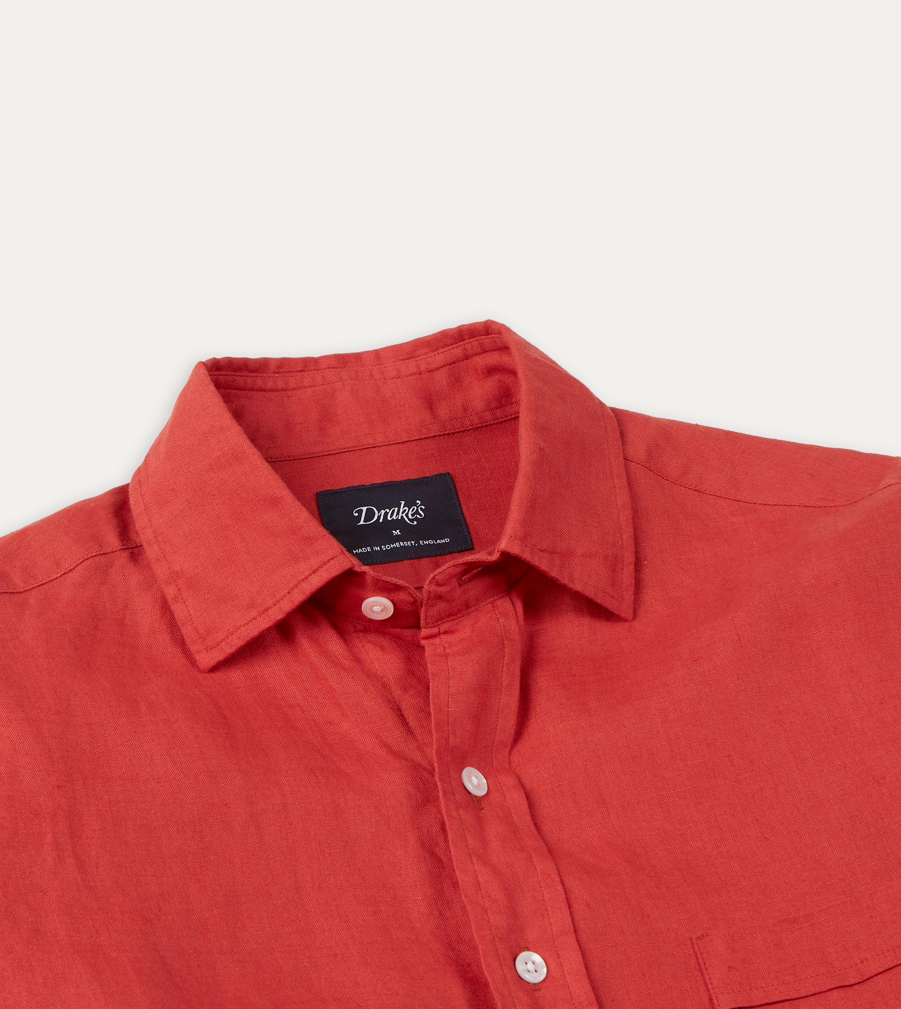 Red Linen Spread Collar Shirt Modern Look