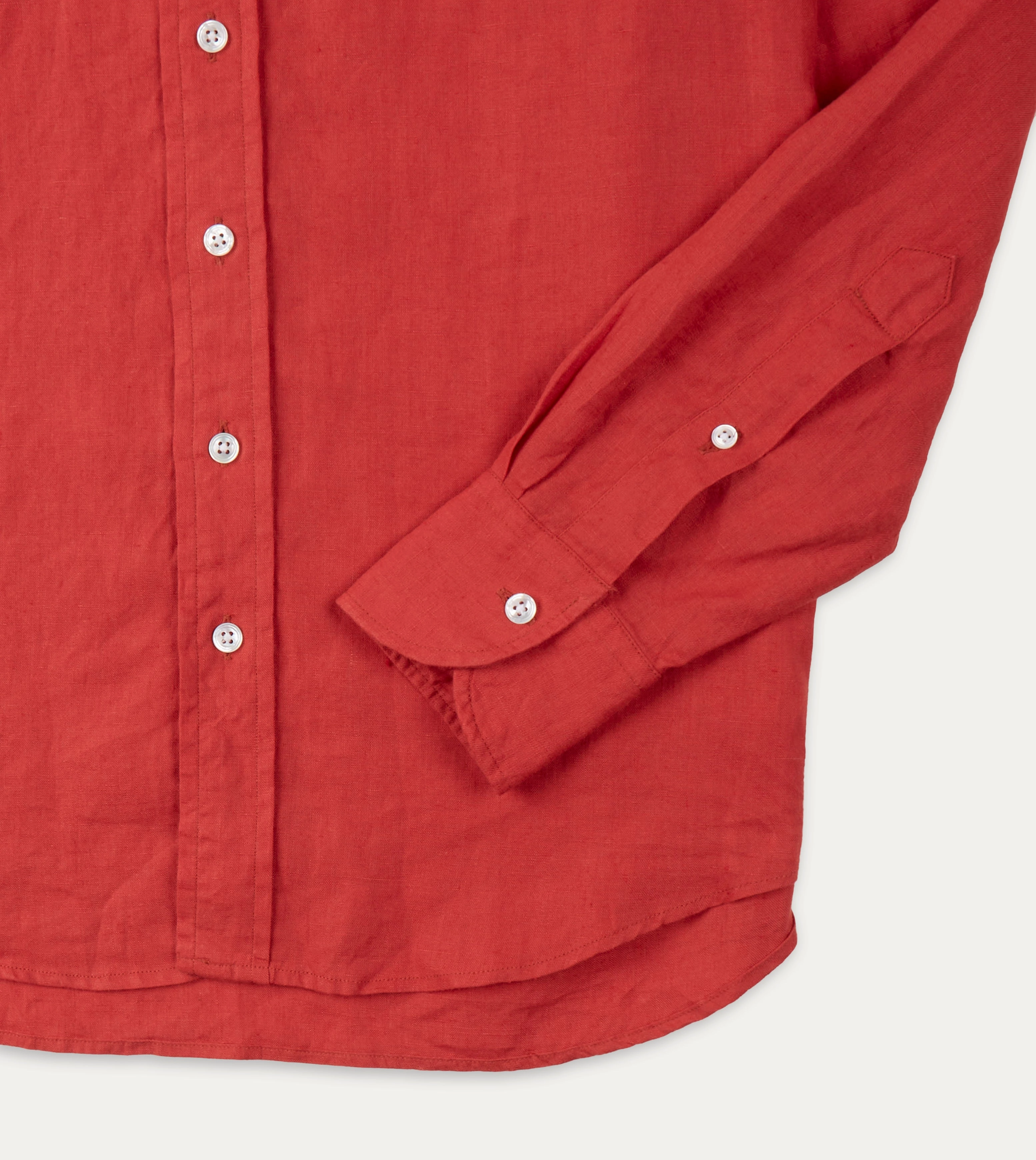 Airflow Ventilation System Red Linen Spread Collar Shirt