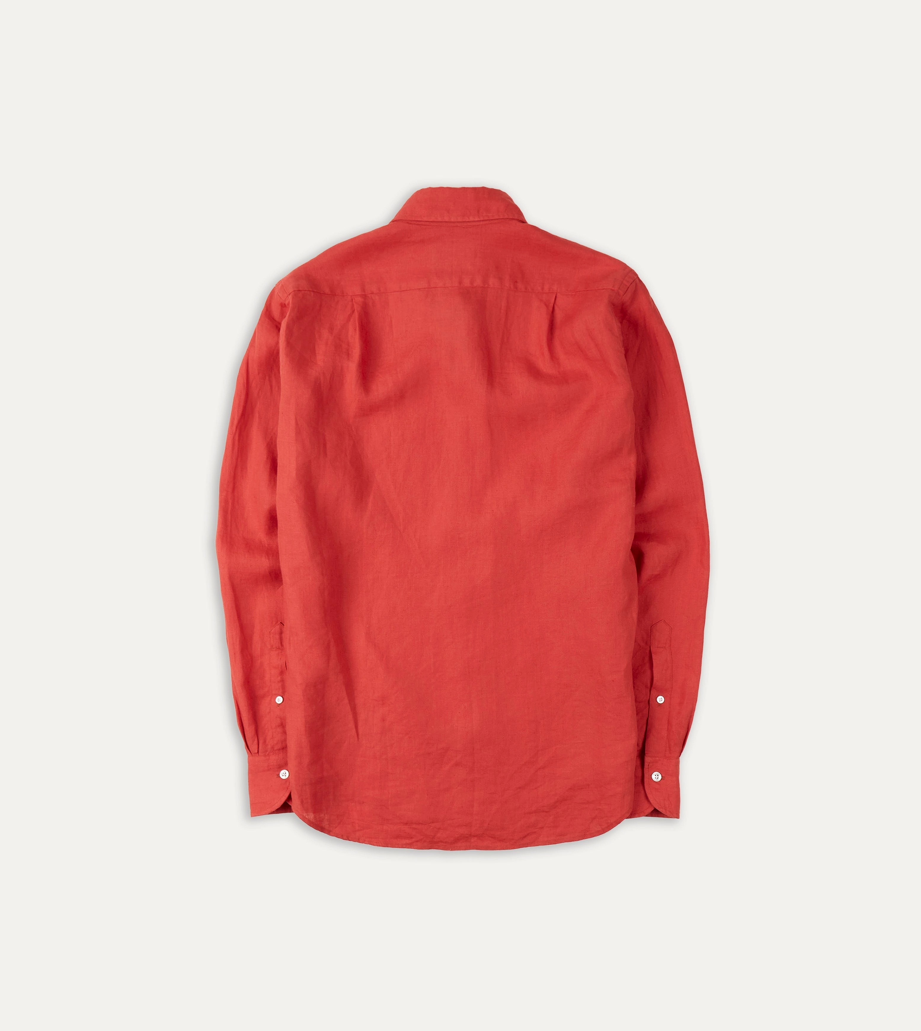 Red Linen Spread Collar Shirt Perfect Fit Chambray Fabric
