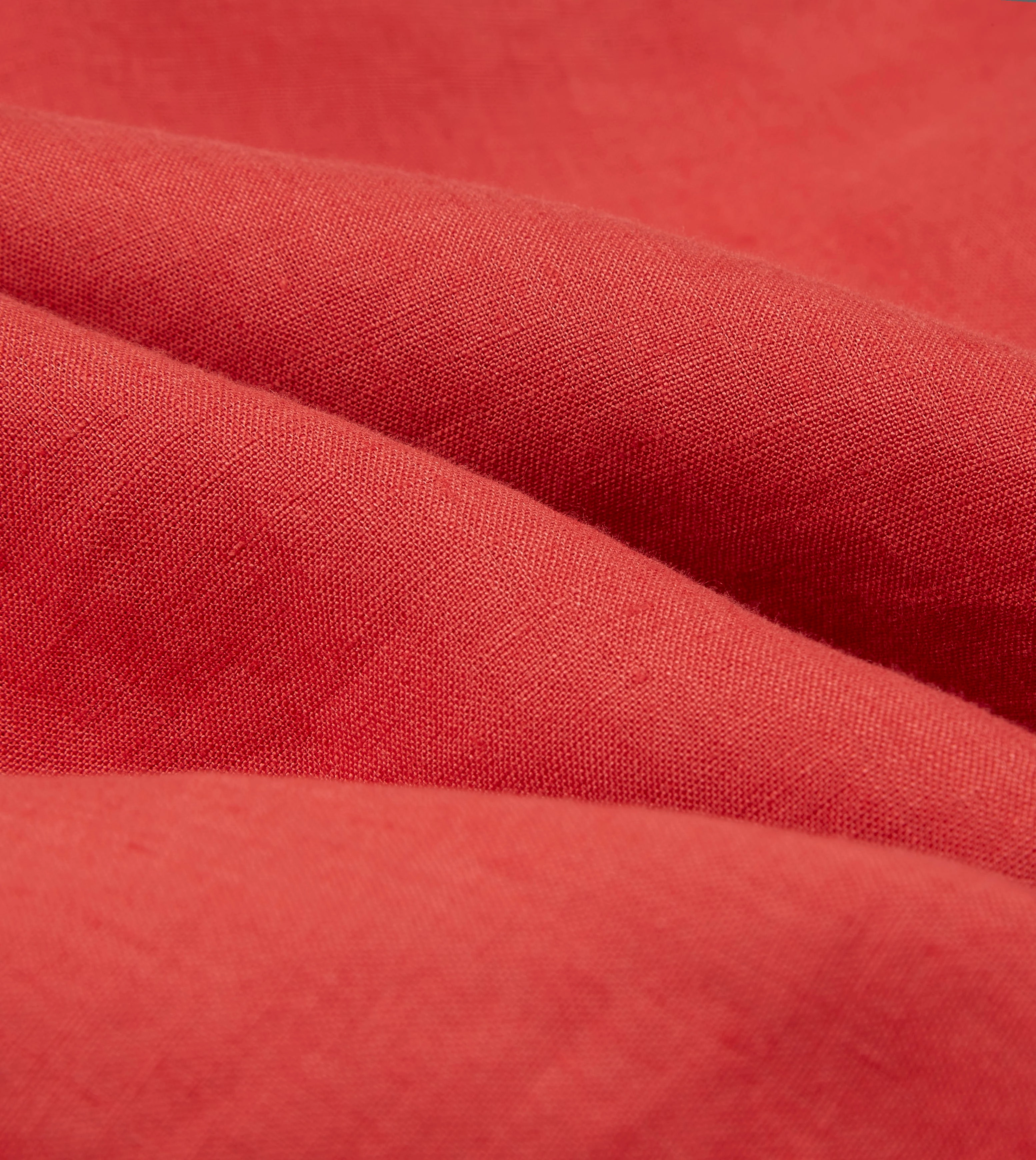 Country Escape Red Linen Spread Collar Shirt