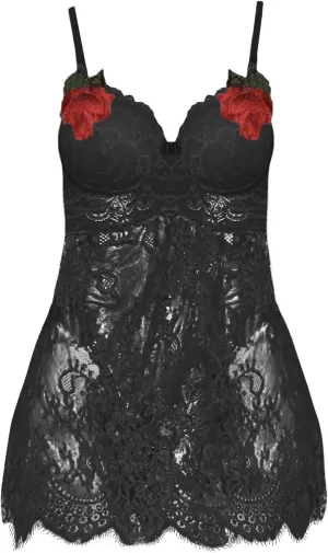 Embroidered Chemise Lingerie for Women Mesh Babydoll Nightie Lace Color Block Lingerie Sets for Women Sexy Flattering