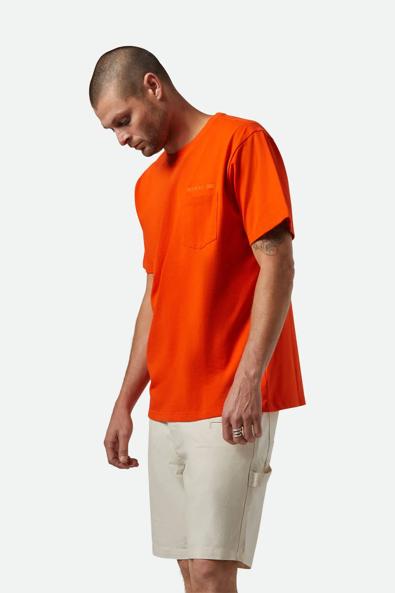 Embroidered Heavyweight S/S Pocket T-Shirt - Trail Orange Kids playfulness FadeResistantPrint