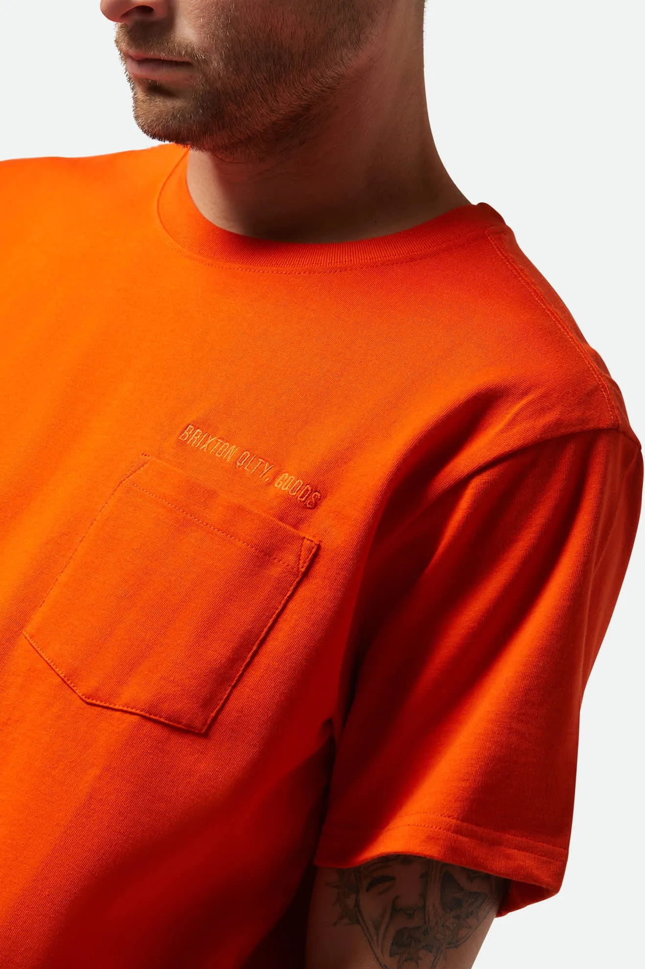 Embroidered Heavyweight S/S Pocket T-Shirt - Trail Orange Minimal Style Trend