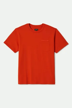 Embroidered High Density Knit Embroidered Heavyweight S/S Pocket T-Shirt - Trail Orange