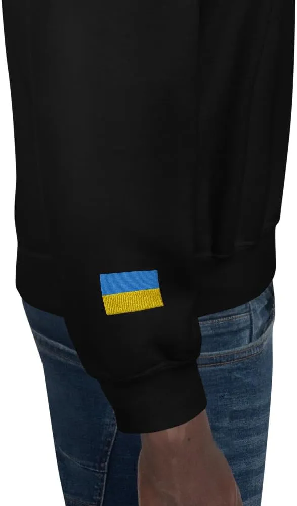 Embroidered Ukrainian Trident Chest - Embroidered Flag Of Ukraine Unisex Sweatshirt