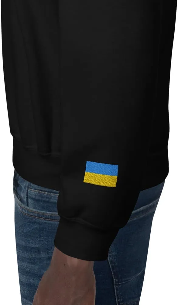 Embroidered Ukrainian Trident Chest - Embroidered Flag Of Ukraine Unisex Sweatshirt