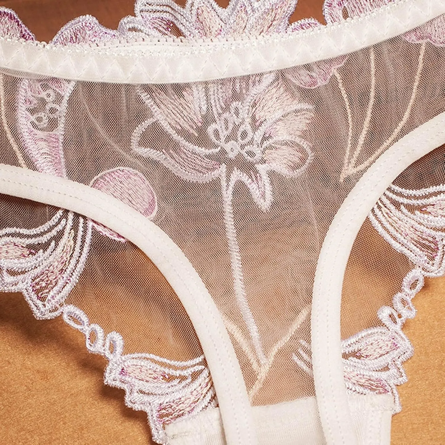 Embroidered Womens Underwear See Through Mesh Panties Butt Lifting Sexy Briefs Cheeky Sheer Bikini Panties Hipsters
