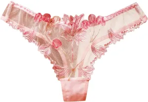 Embroidered Womens Underwear See Through Mesh Panties Butt Lifting Sexy Briefs Cheeky Sheer Bikini Panties Hipsters