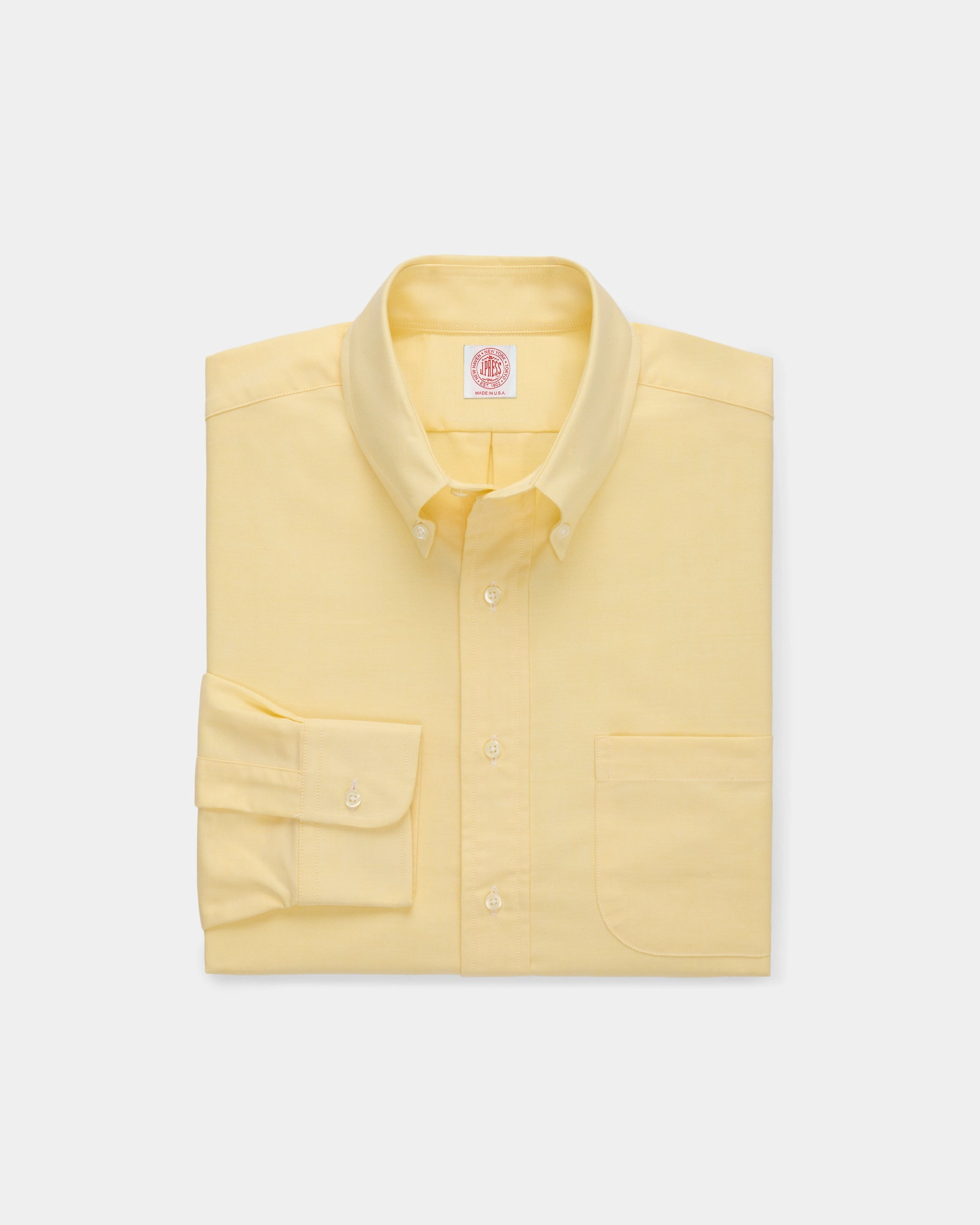 Made-in-USA Yellow Oxford Cloth Button Down Shirt  - Classic Fit Odorless Binding Tape