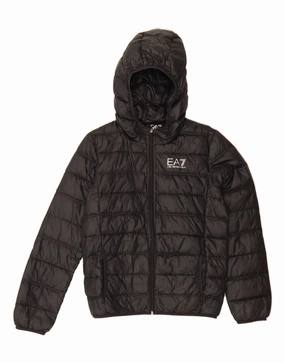 Overcome Badge EMPORIO ARMANI Boys Hooded Padded Jacket 13-14 Years Black Polyamide