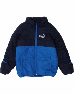 Water Resistant Shell Simple Fit PUMA Boys Graphic Padded Jacket 2-3 Years Navy Blue Colourblock Polyester