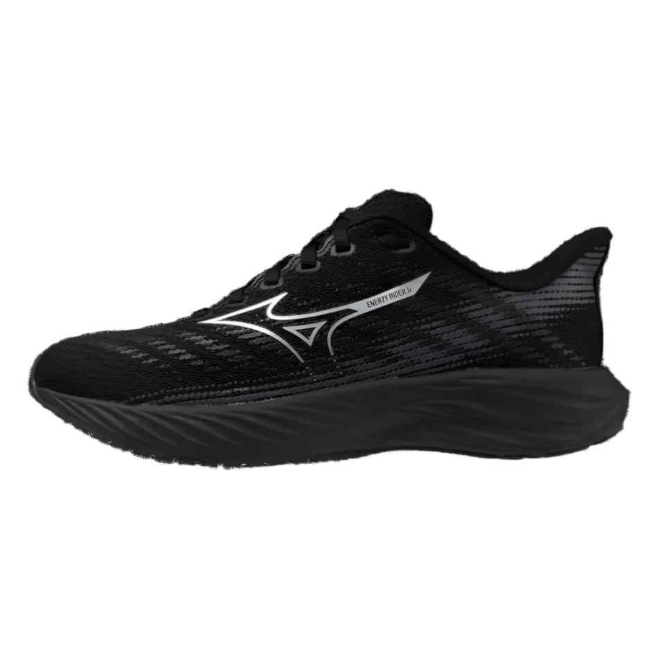 Mizuno Junior Enerzy Rider Running Shoes in Black 3D Molded nature - themed running wear