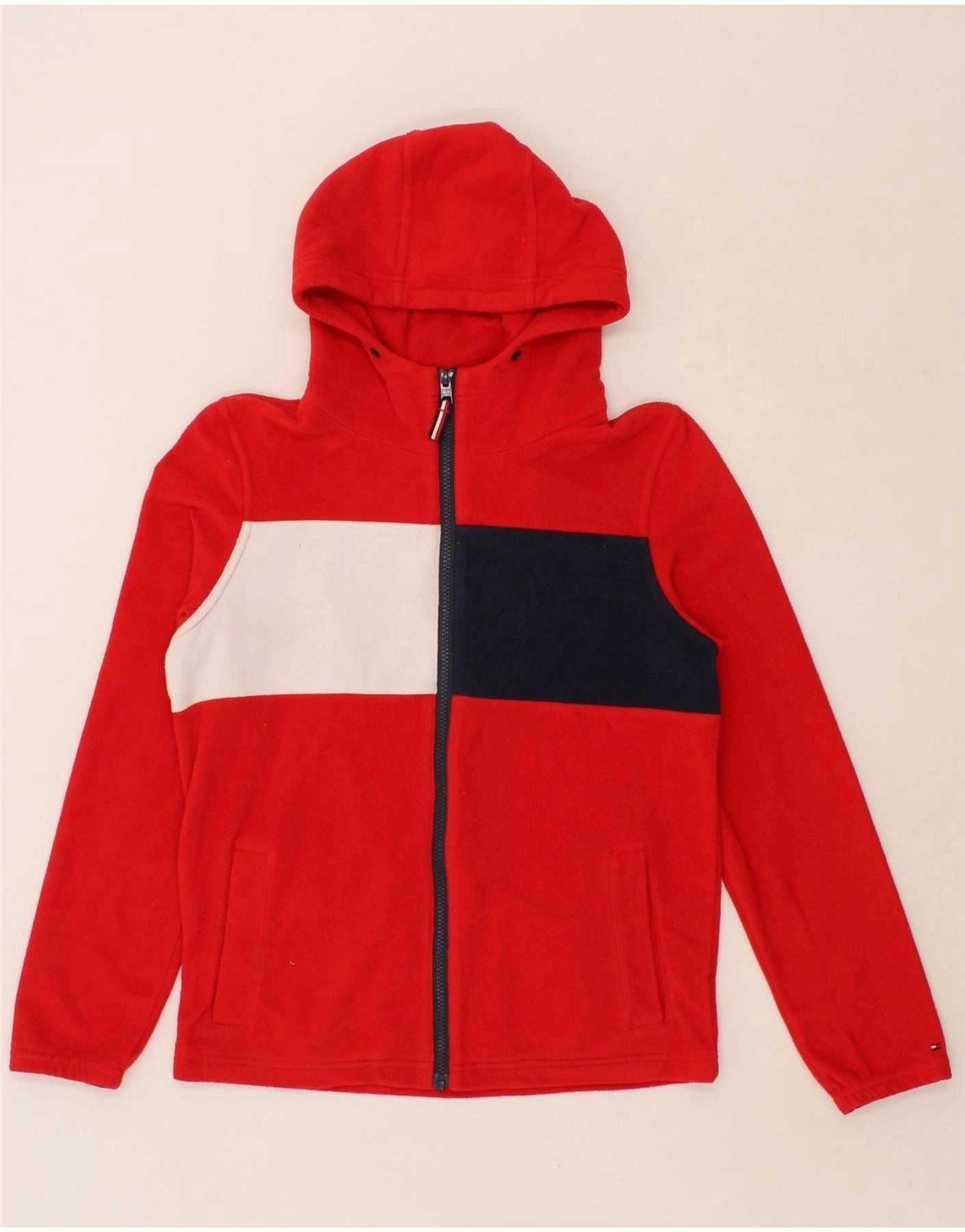 gym - goers Budget TOMMY HILFIGER Boys Graphic Hooded Fleece Jacket 13-14 Years Red