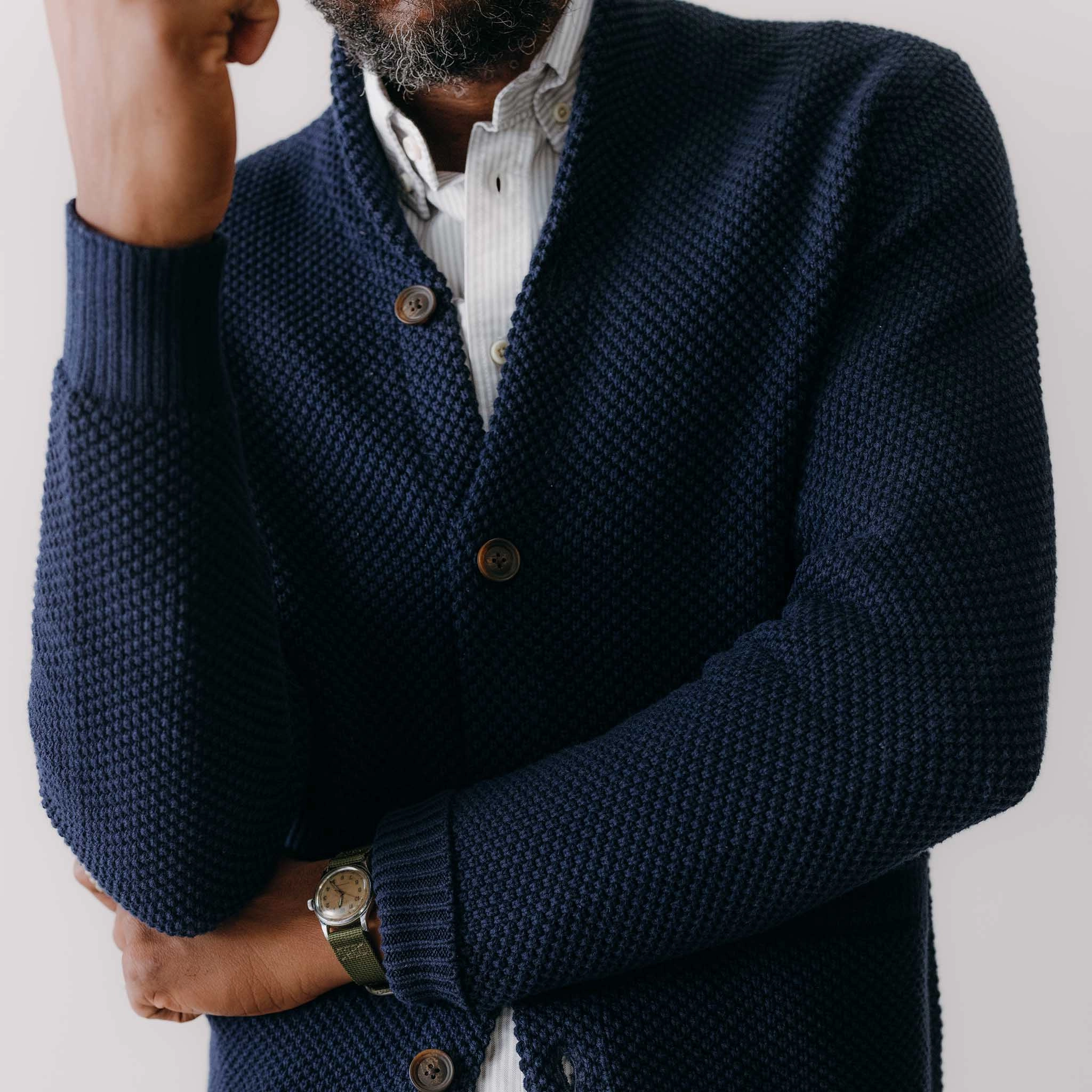 High Density Weave The Crawford Sweater in Navy