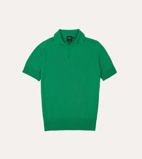 Athletic Hoodie Green Knitted Silk Short-Sleeve Polo Shirt