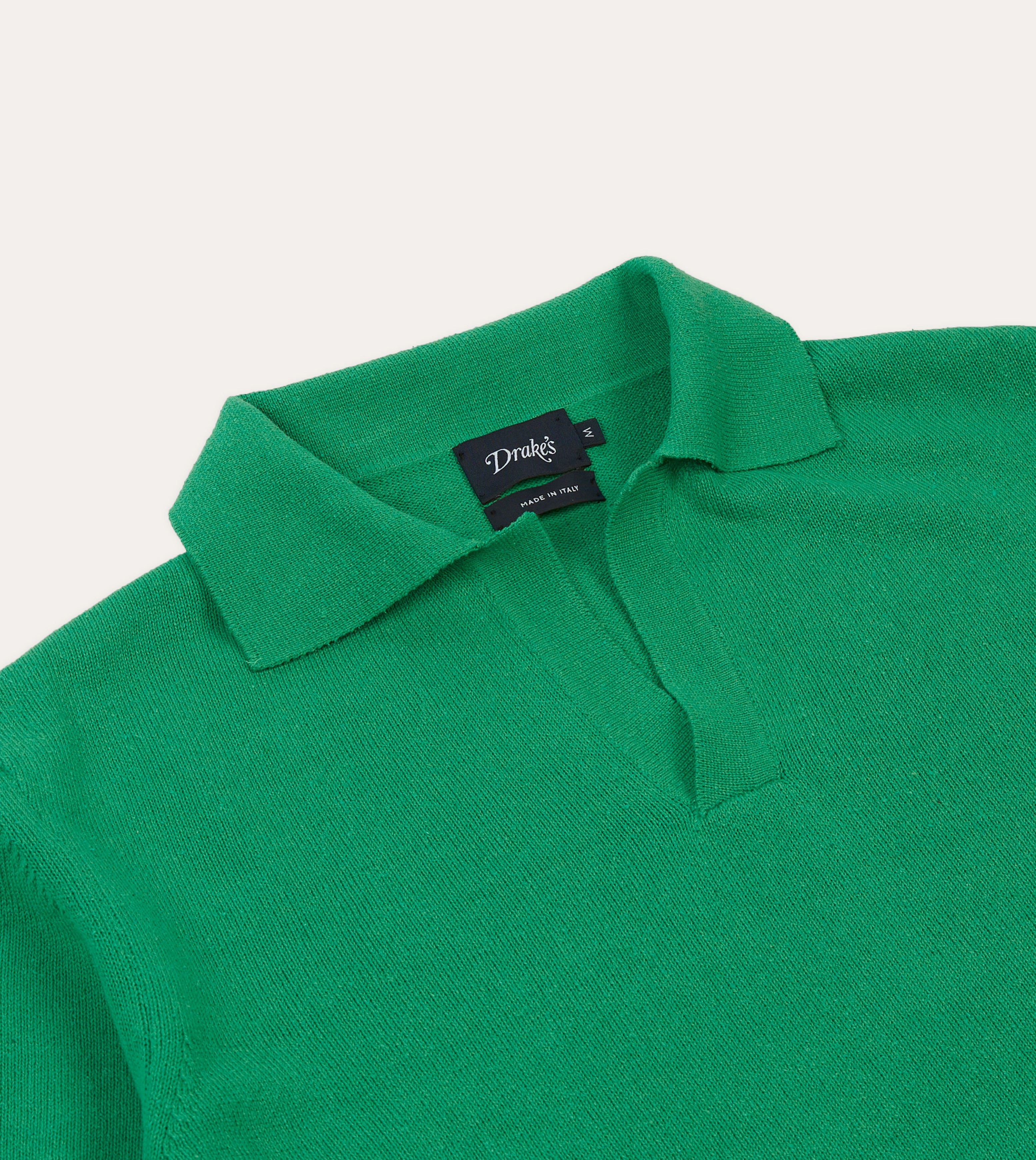 Green Knitted Silk Short-Sleeve Polo Shirt non hooded