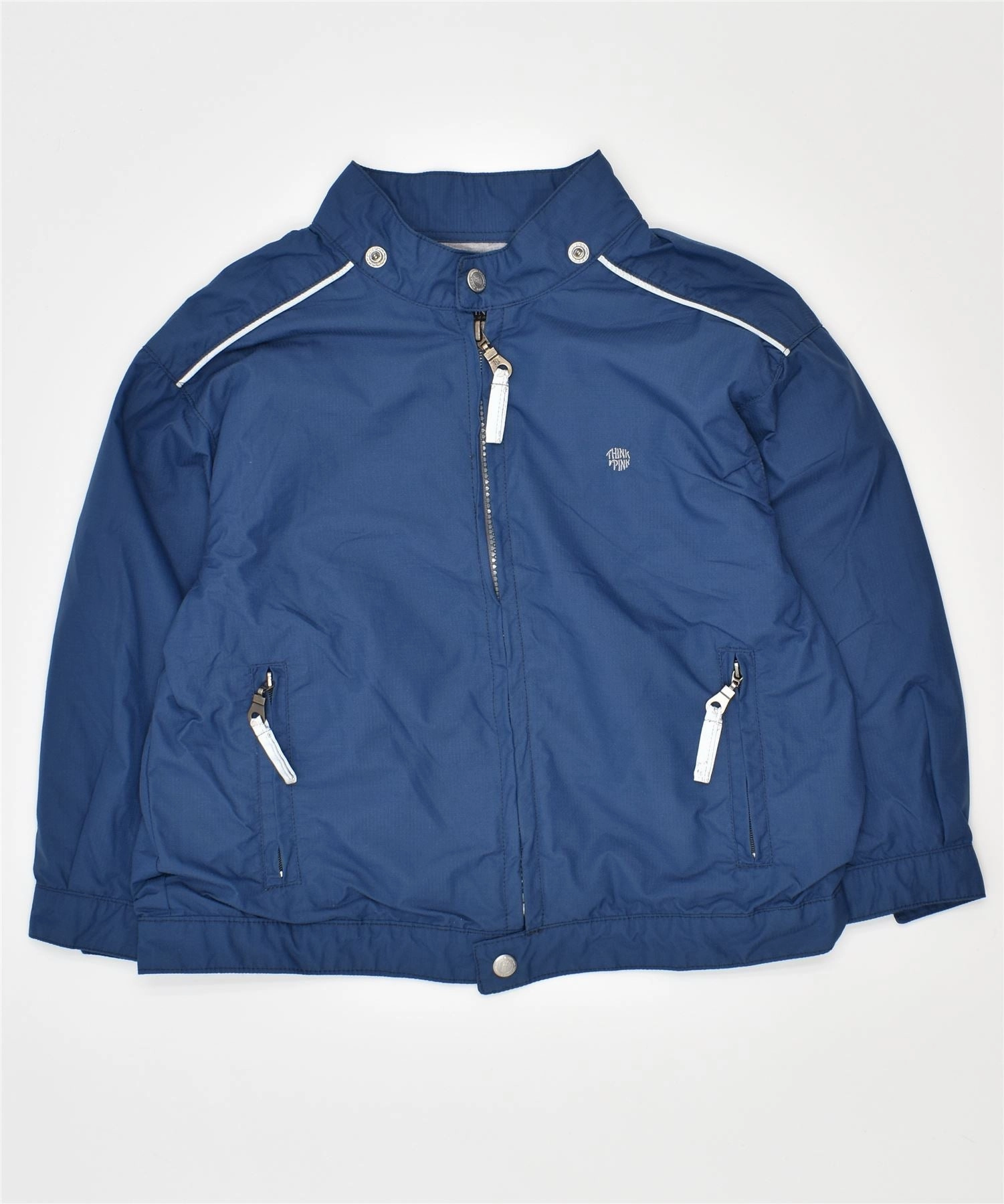THINK PINK Boys Windbreaker Jacket 3-4 Years Blue Cotton Fashion Ease snap closure