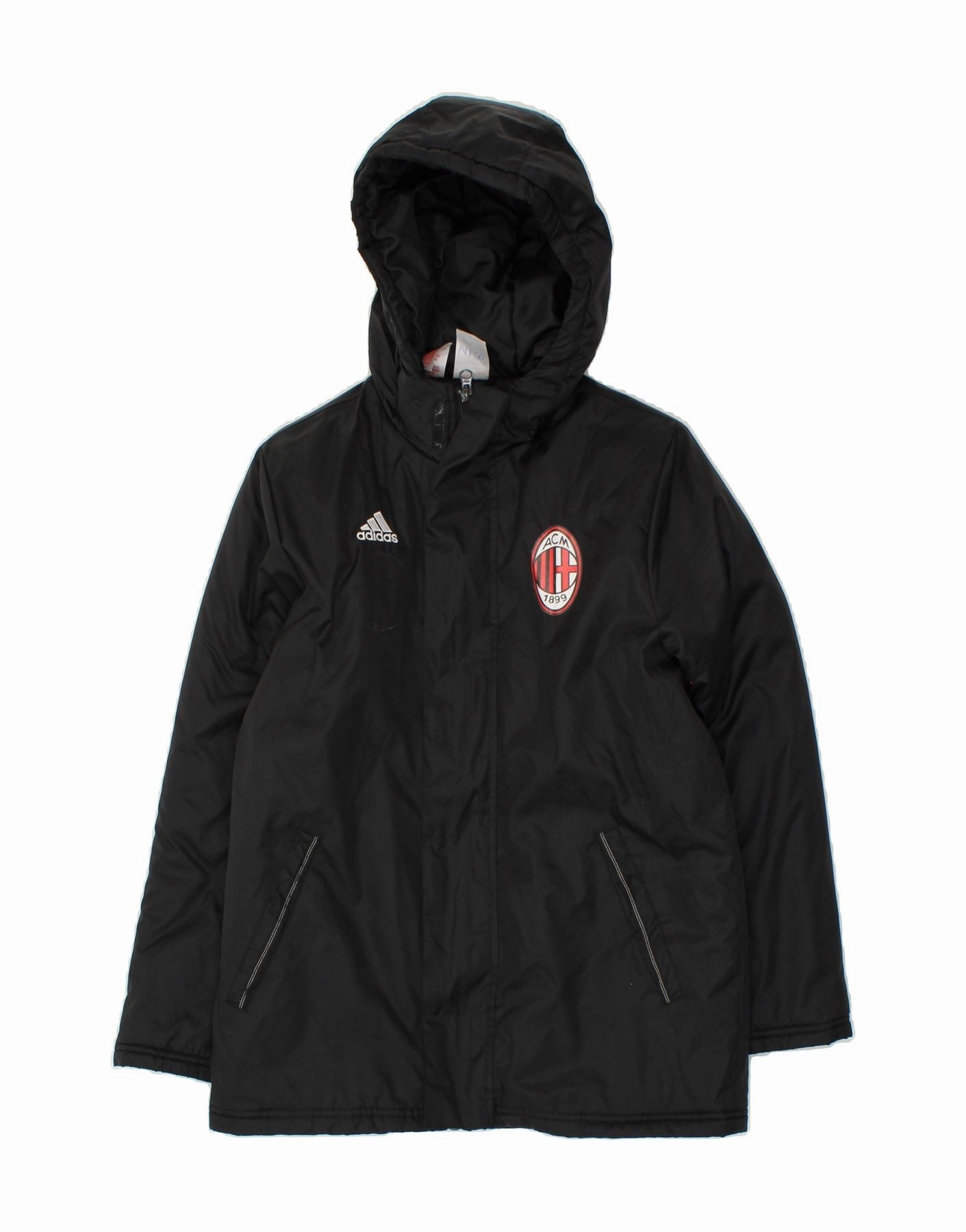 Windproof Barrier Design ADIDAS Boys Hooded Rain Jacket 11-12 Years Black Nylon