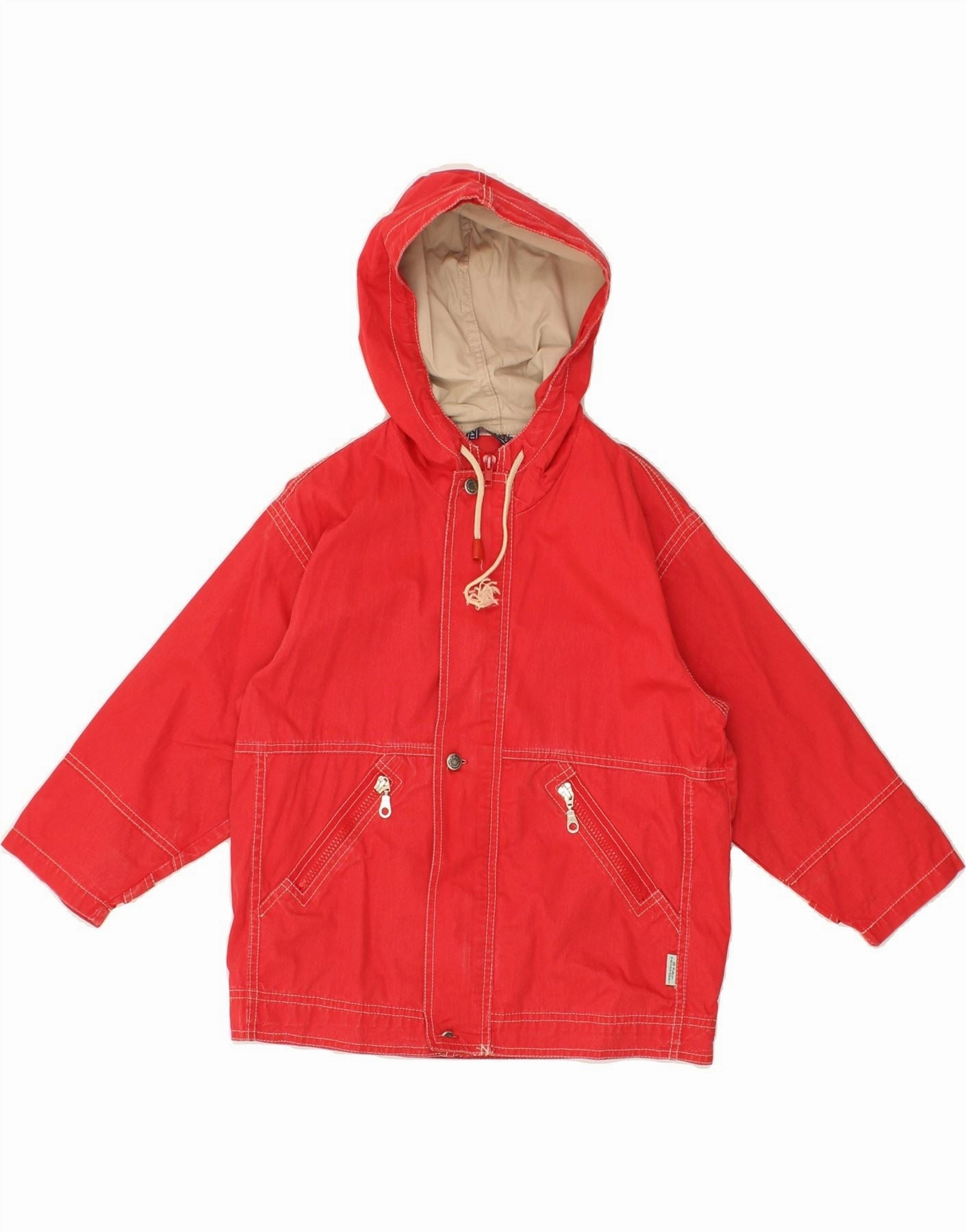TRUSSARDI Boys Hooded Bomber Jacket 5-6 Years Red Cotton Late Autumn