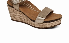 Women Sydney Quarter Strap Espadrille Wedge Sandal In Champagne Walk Routine Day Style