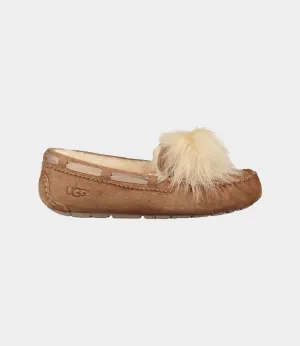 UGG Dakota Pom Pom 1019015 Moccasins Slipper Women's Chestnut Suede Slip On Sole True Calm Look