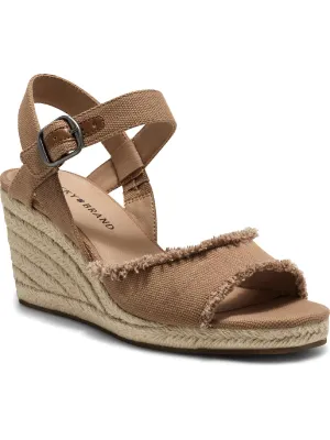 Mono Look Step Bold Mindra Womens Canvas Ankle Strap Espadrille Heels